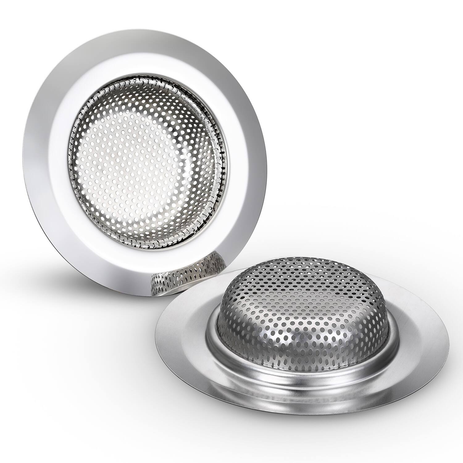 Back. Garnen - 2 Pack Kitchen Sink Drain Strainer, Stainless Steel Mesh Sink Strainer Basket, Sink Food Catcher, 4.3" - Silver.