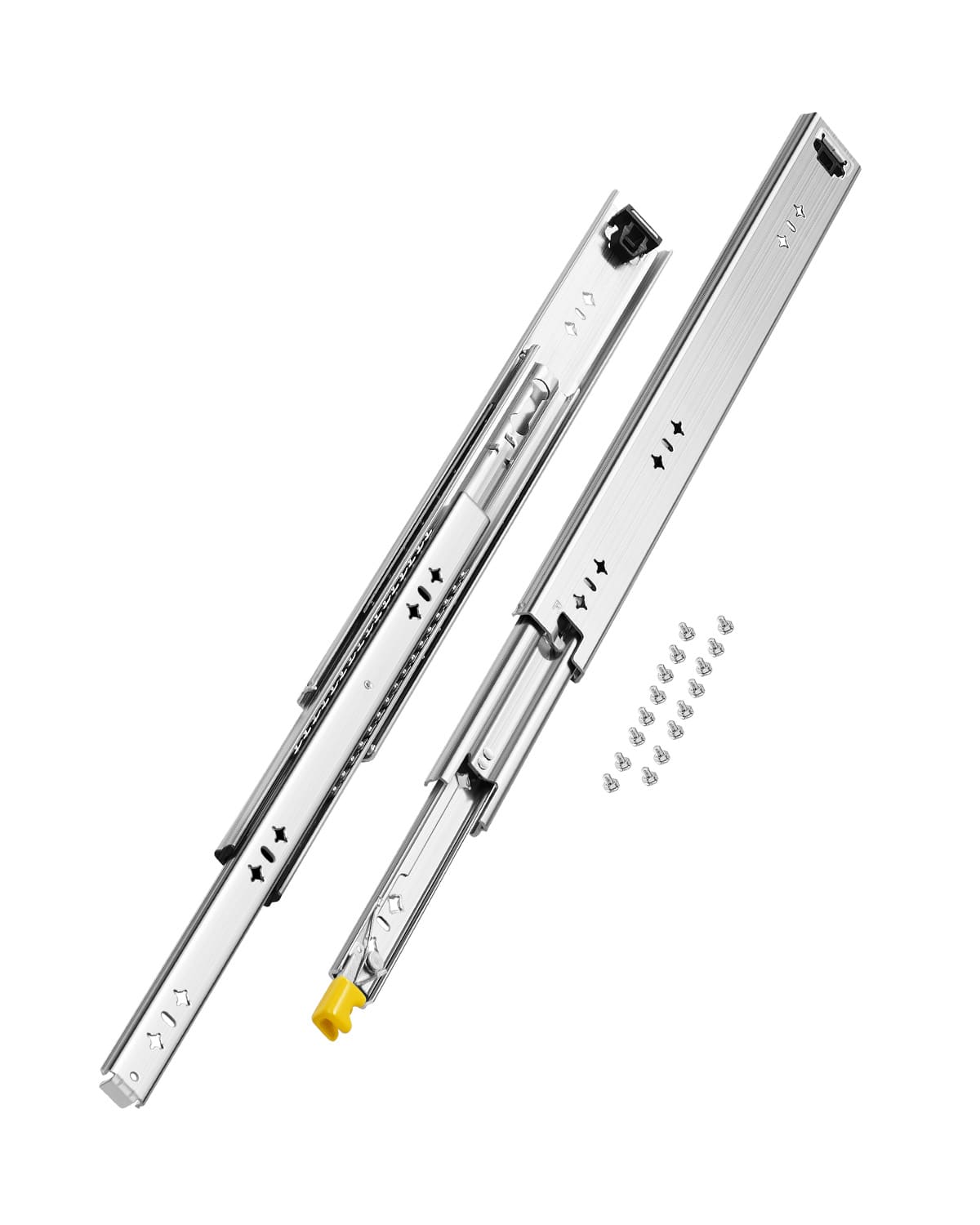 VEVOR - Set of 2 Drawer Rails, Sizes from 16 to 60 inches, 250 lbs Weight Limit, Locking Mechanism, Ball Bearing Side Mount - Silver