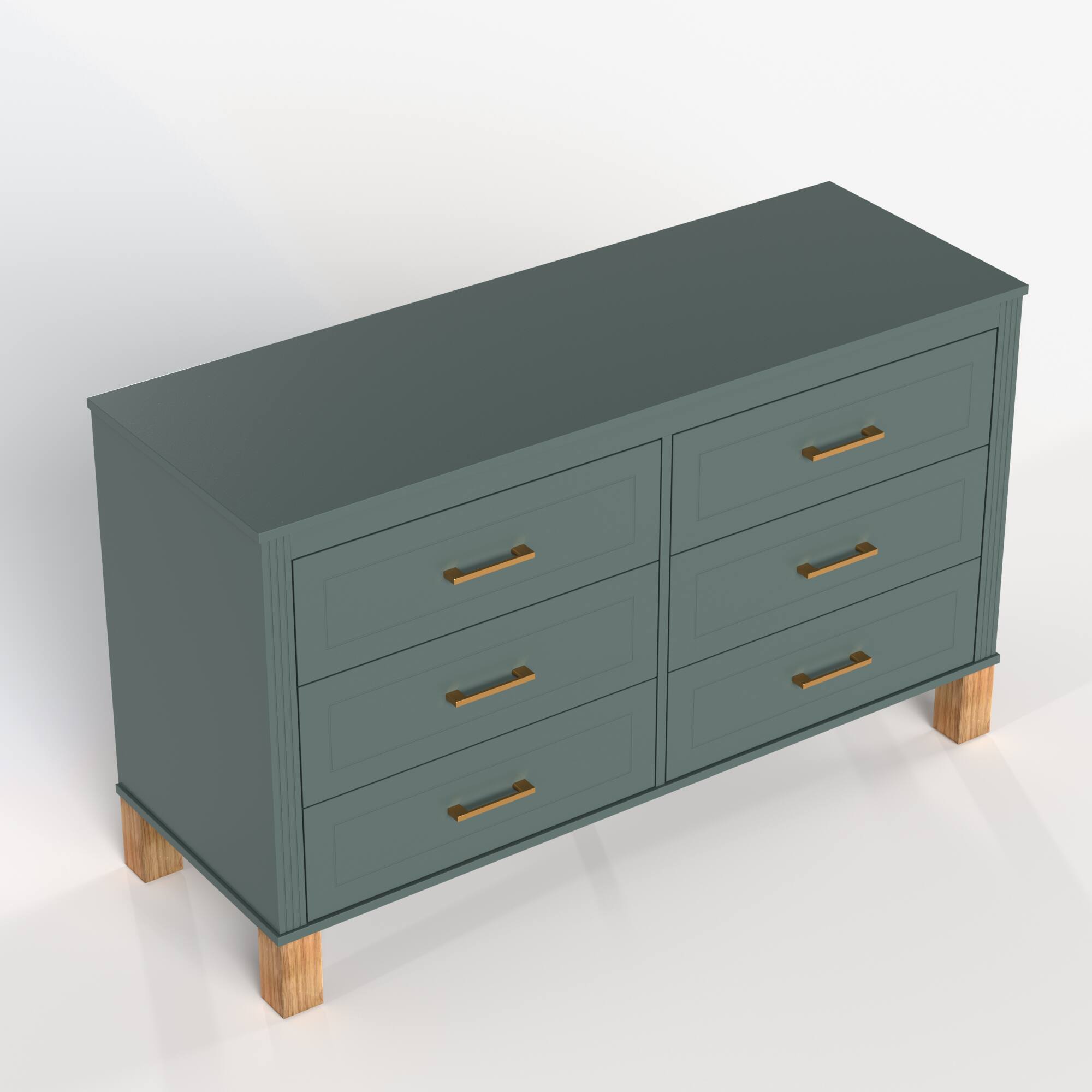 Alt View 7. Loheer - Loheer 6-Drawer Double Dresser in Blue Modern Solid Wood Kids Bedroom Cabinet - Blue.