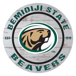Jardine - Bemidji State Beavers 20" Indoor/Outdoor Weathered Circle Sign - White