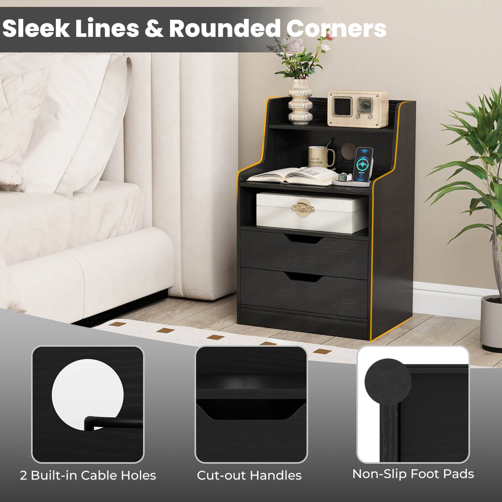 Sleek Lines & Rounded Corners

2 Built-in Cable Holes

Cut-out Handles

Non-Slip Foot Pads