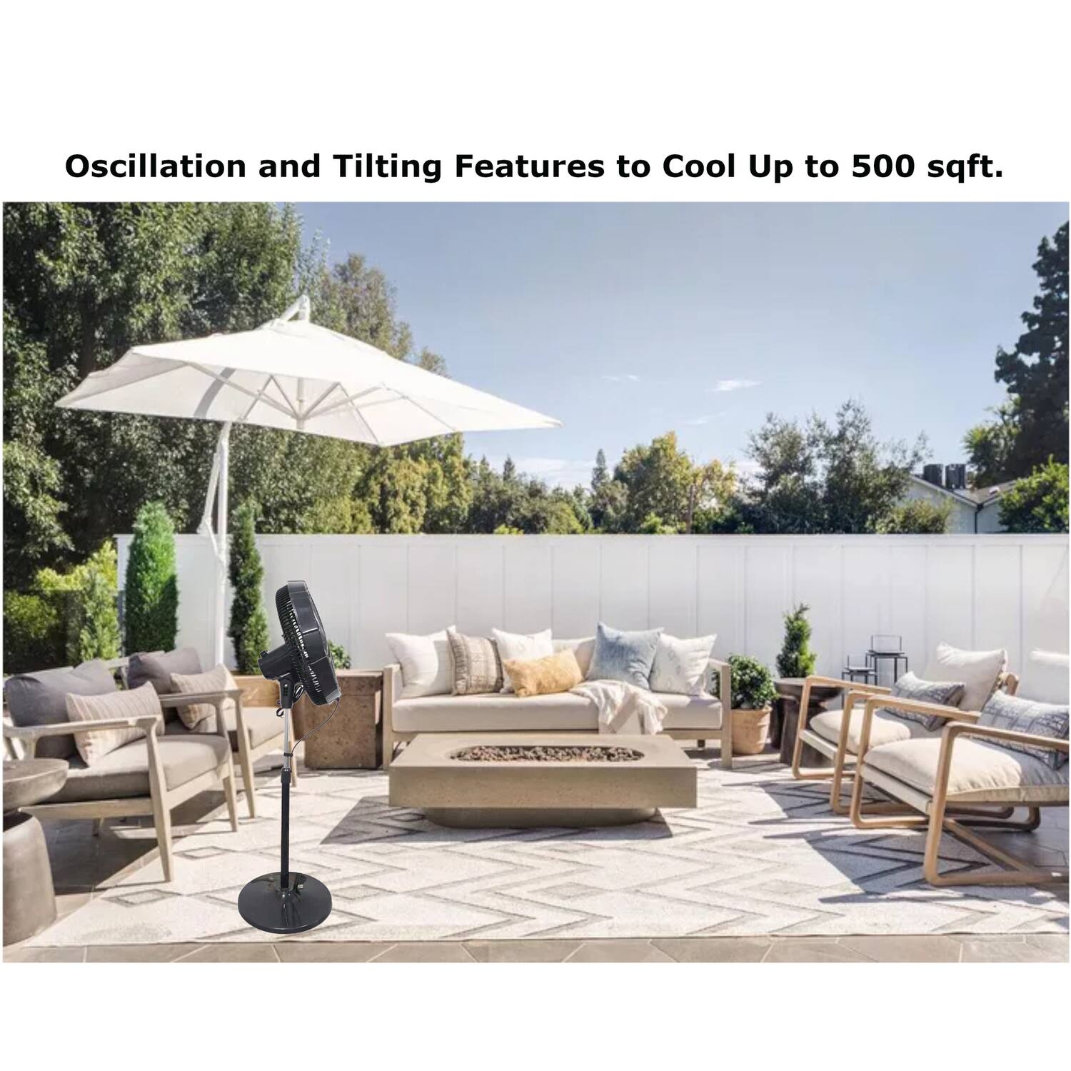 Oscillation and Tilting Features to Cool Up to 500 sqft.