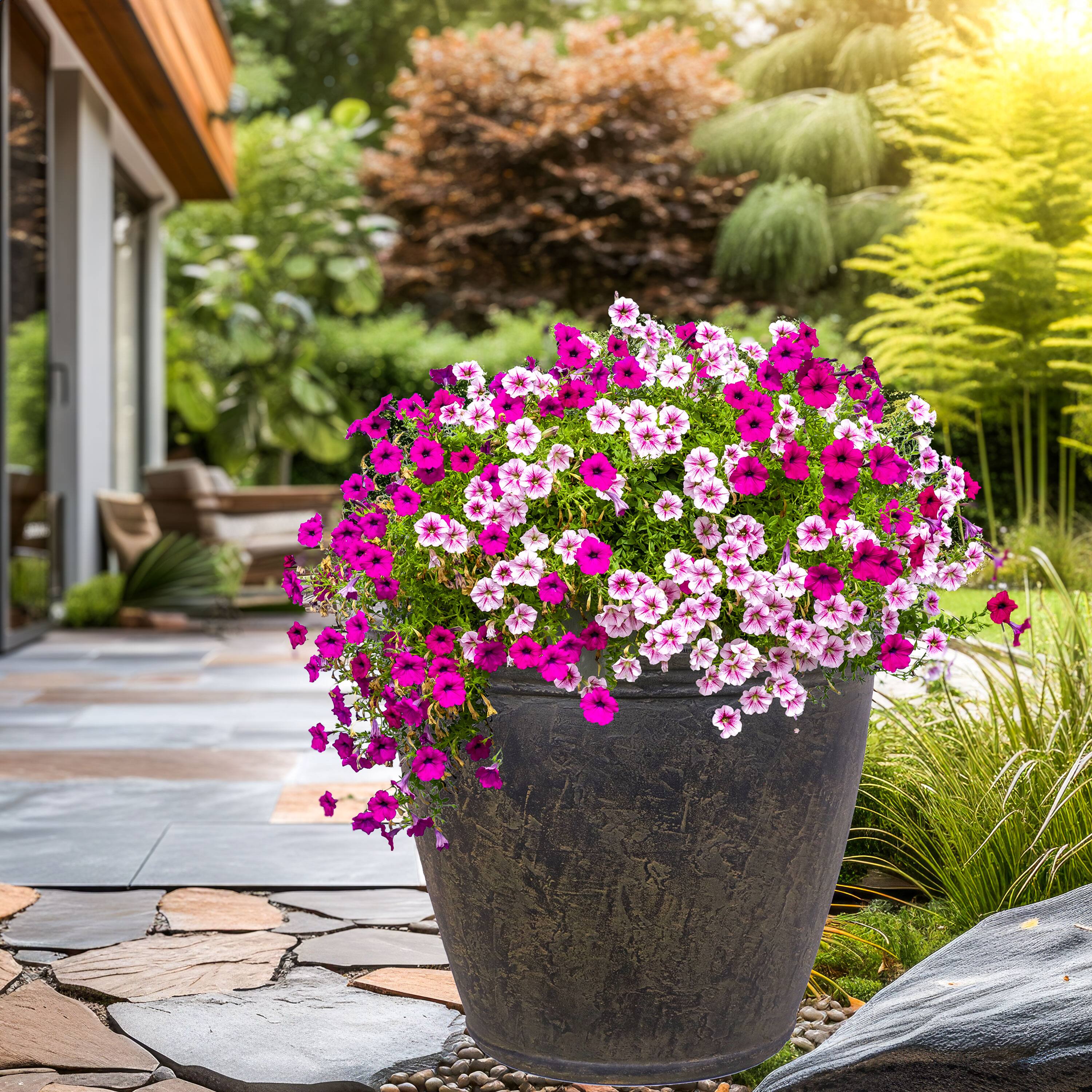 Alt View 10. Sunnydaze - 24 in Anjelica Dual-Wall Polyresin Planter - Set of 2 - Sable.