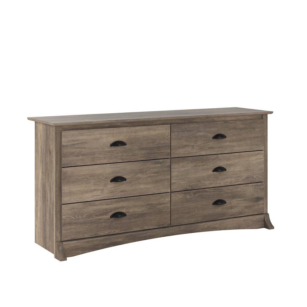 Back. Prepac - Salt Spring 6-Drawer Dresser in Drifted Gray - Gray.