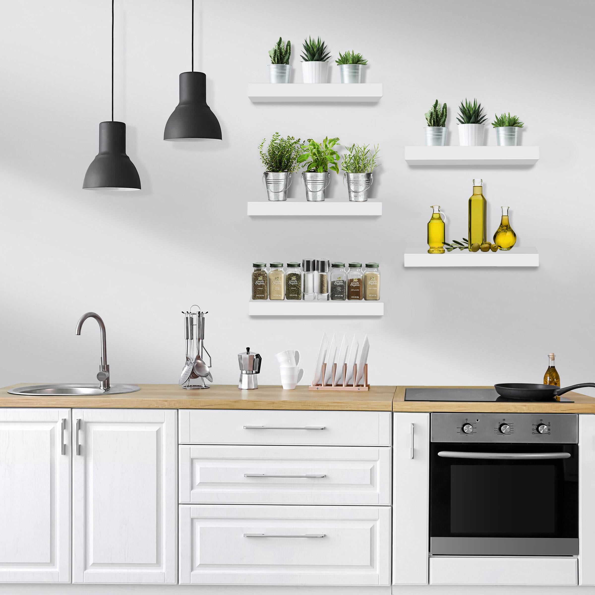 Alt View 4. Sorbus - Sorbus Floating Shelves for Wall, Bathroom Shelves Wall Mounted for Kitchen, Bedroom, Living Room, Bathroom - White.