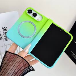 Dteck - for Apple iPhone Duo 2026 Matte Gradient Magnetic Case,Shockproof Slim Hard PC Hinge Back Cover,Qi Wireless Charging - Greenblue
