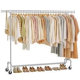 Songmics Home - Clothes Rack with Wheels, Heavy-Duty Garment Rack with Extendable Hanging Rod, 243 lb Load Capacity - Silver