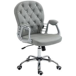 Vinsetto - Tufted Desk Chair, Home Office Chair with Padded Armrests - Gray