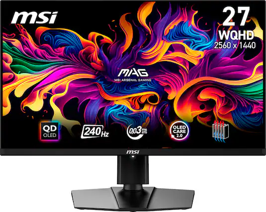 msi 27 WQHD 2560 X 1440 MAG MSI ARSENAL GAMING QD OLED 240 Hz 0.03 ms GTG OLED CARE 2.0