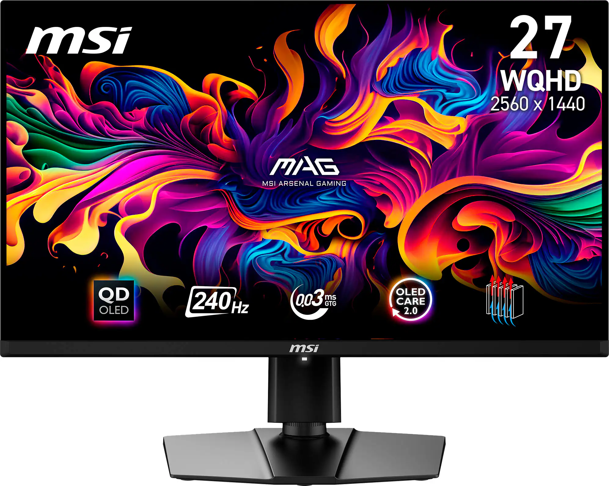 msi 27 WQHD 2560 X 1440 MAG MSI ARSENAL GAMING QD OLED 240 Hz 0.03 ms GTG OLED CARE 2.0