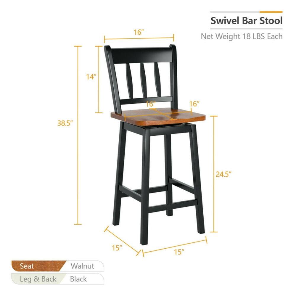 16" Swivel Bar Stool  
Net Weight 18 LBS Each  
14"  
16"  
38.5"  
24.5"  
15"  
15"  
Seat: Walnut  
Leg & Back: Black