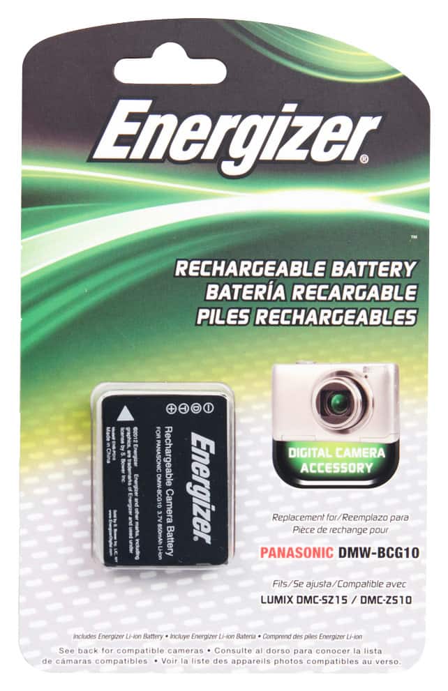 Front. Energizer - Rechargeable Li-Ion Replacement Battery for Panasonic DMW-BCG10 - Black.