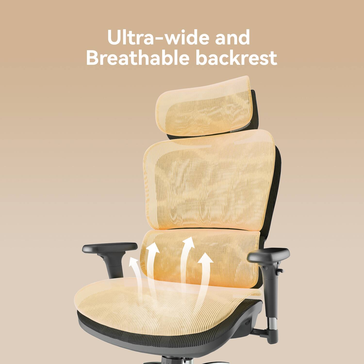 Ultra-wide and breathable backrest
