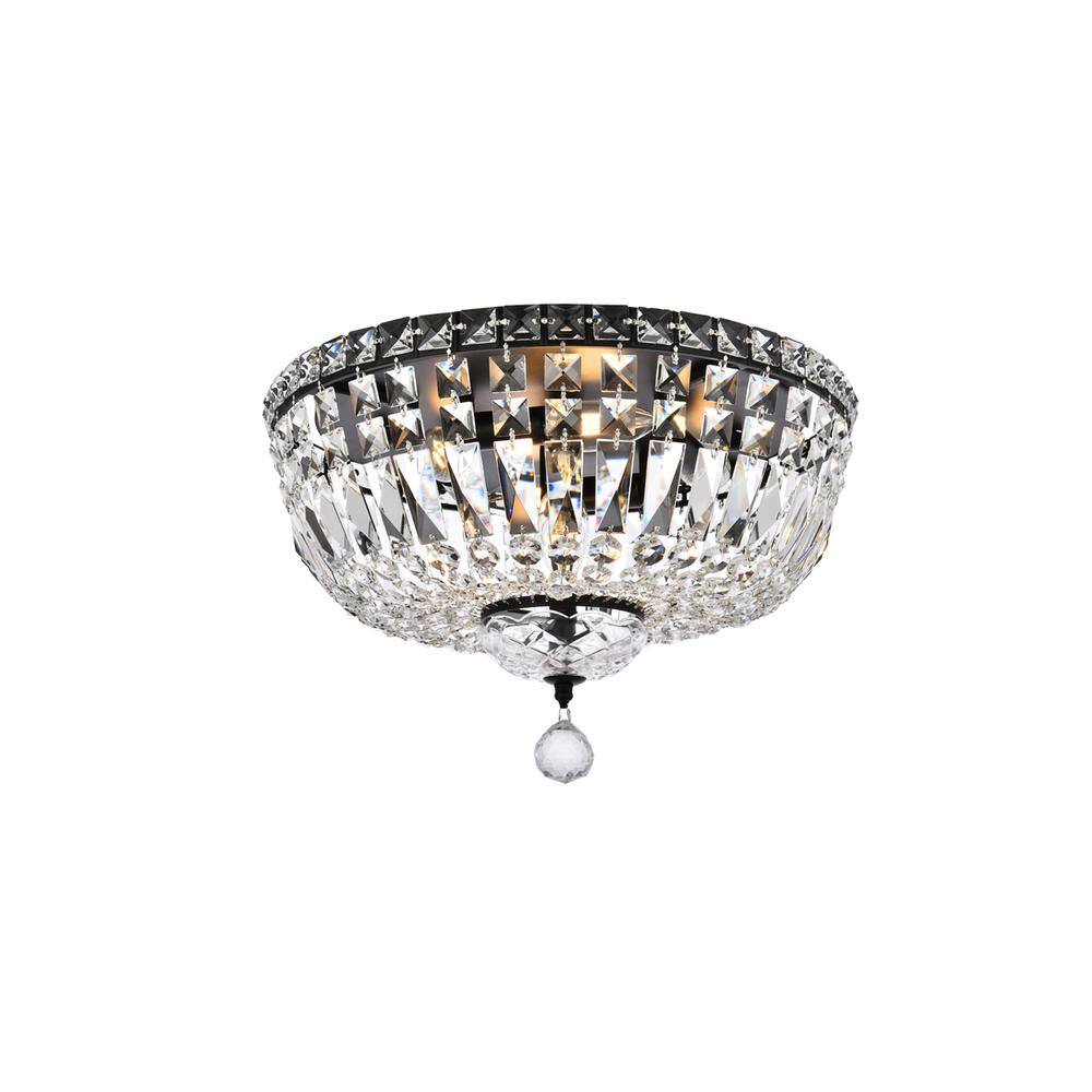 Alt View 4. Elegant Lighting - Tranquil 16 inch black flush mount - Black And Clear.