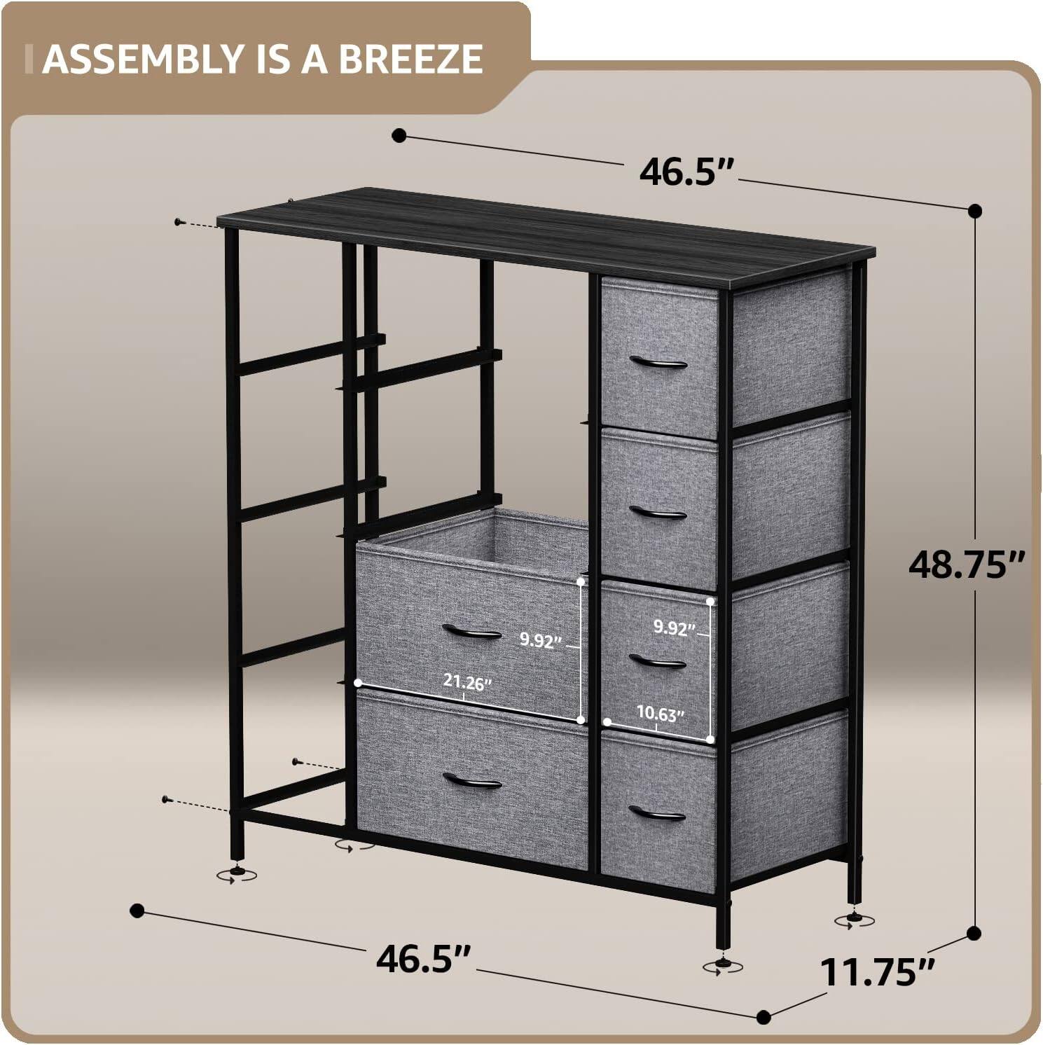 ASSEMBLY IS A BREEZE

46.5"  
48.75"  
9.92"  
21.26"  
9.92"  
10.63"  
46.5"  
11.75"