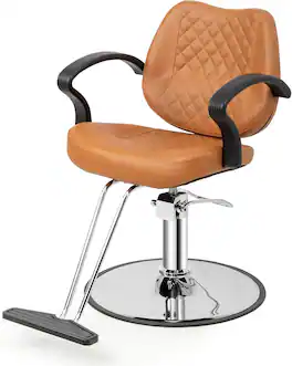 Winado - Professional Hydraulic Salon Chair with T-Footrest, Adjustable Height,360° Swivel for Hair Stylists, Barbershop, Beauty - Brown
