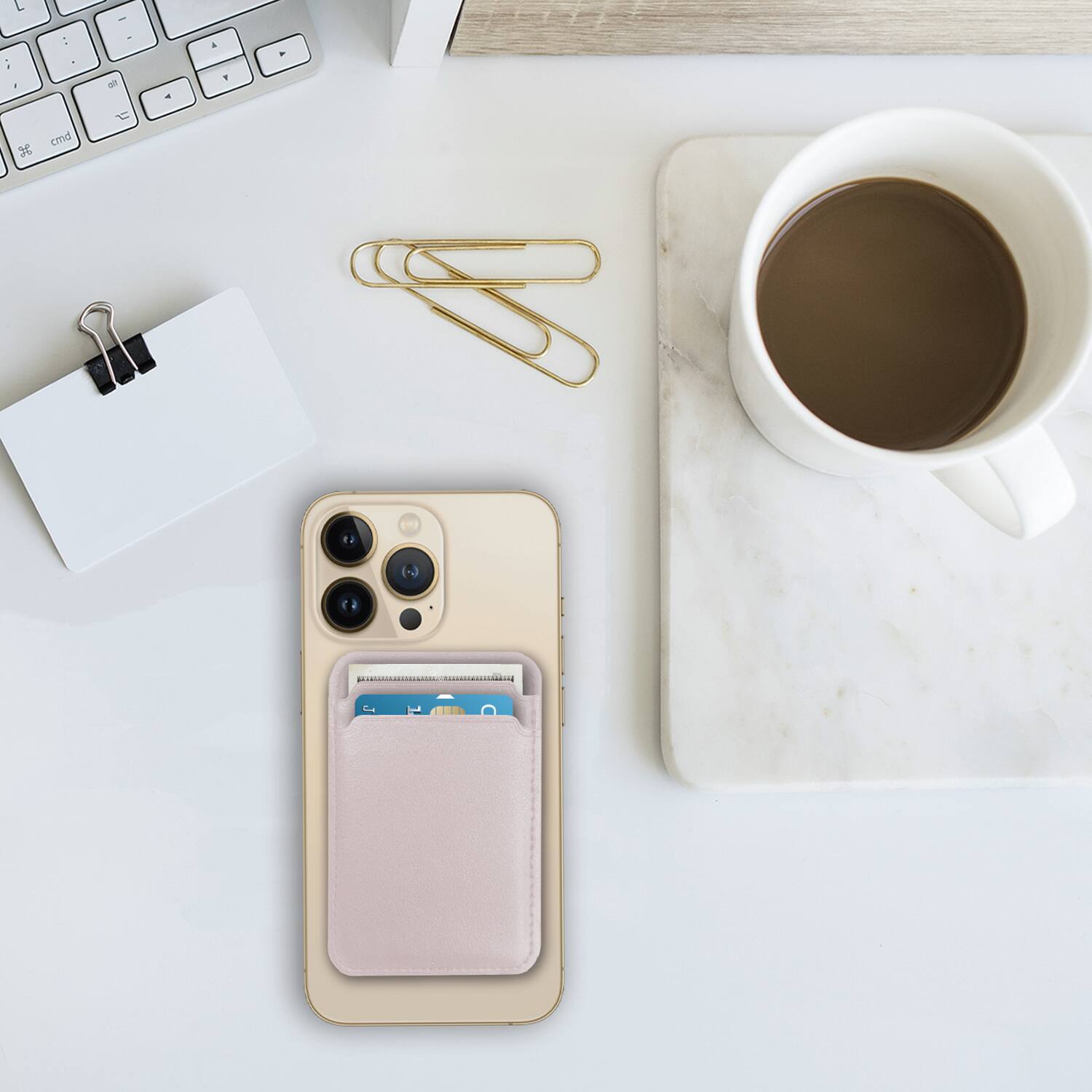 Alt View 1. OTM Essentials - Phone Wallet Sleeve, Magnetic, Beige - Beige.