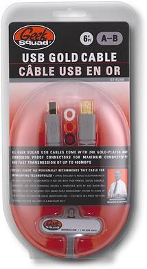 Front Standard. Geek Squad® - 6' USB 2.0 A/B Cable.