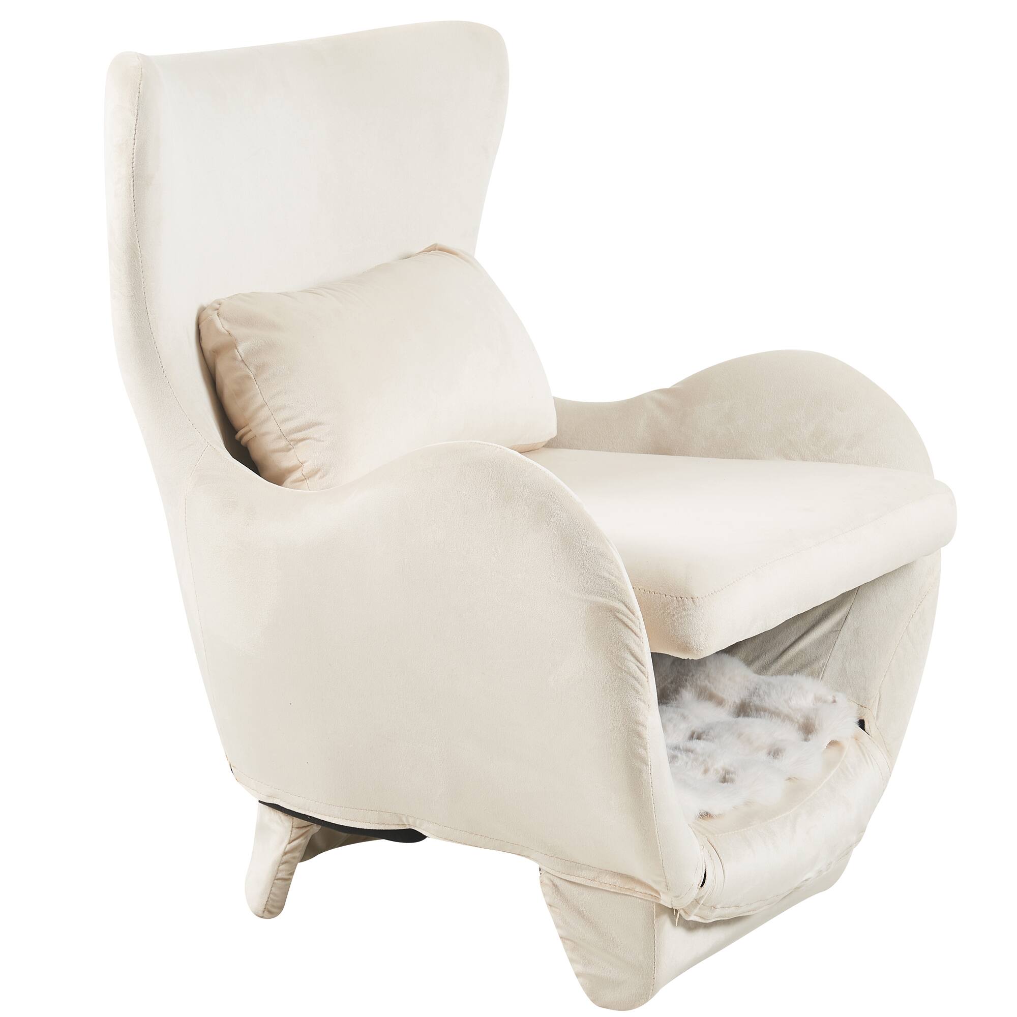 Left. Bestier - 2 in 1 Pet Friendly Modern Velvet Lounge Chair Upholstered Accent Chair for Living Room or Office - White.
