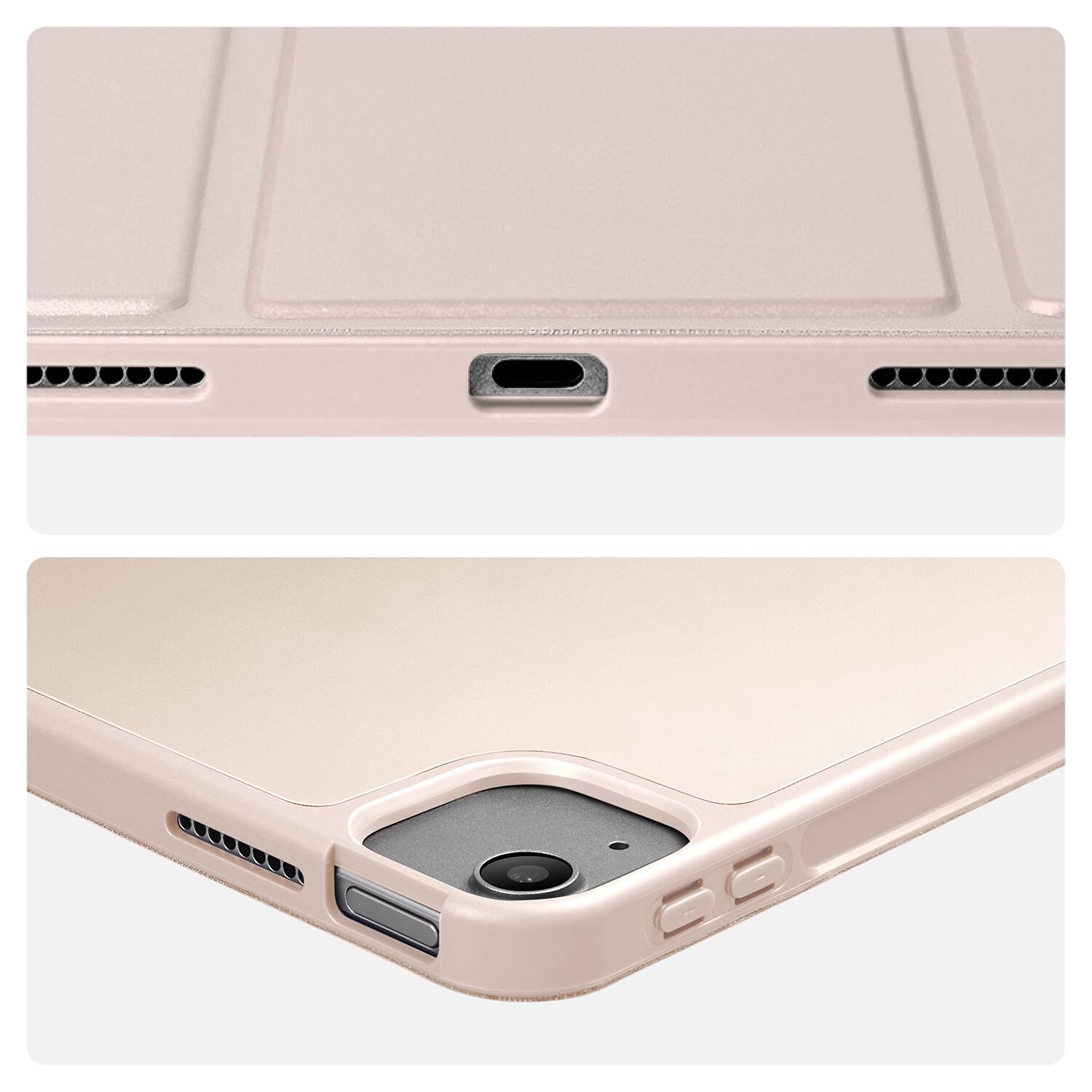 Angle. Vena - For Apple iPad Air 13 Inch Case with Pencil Holder, iPad Air M3 13 Inch Case, Trifold Stand, iPad Pro 12.9" Case, Pink - Pink.