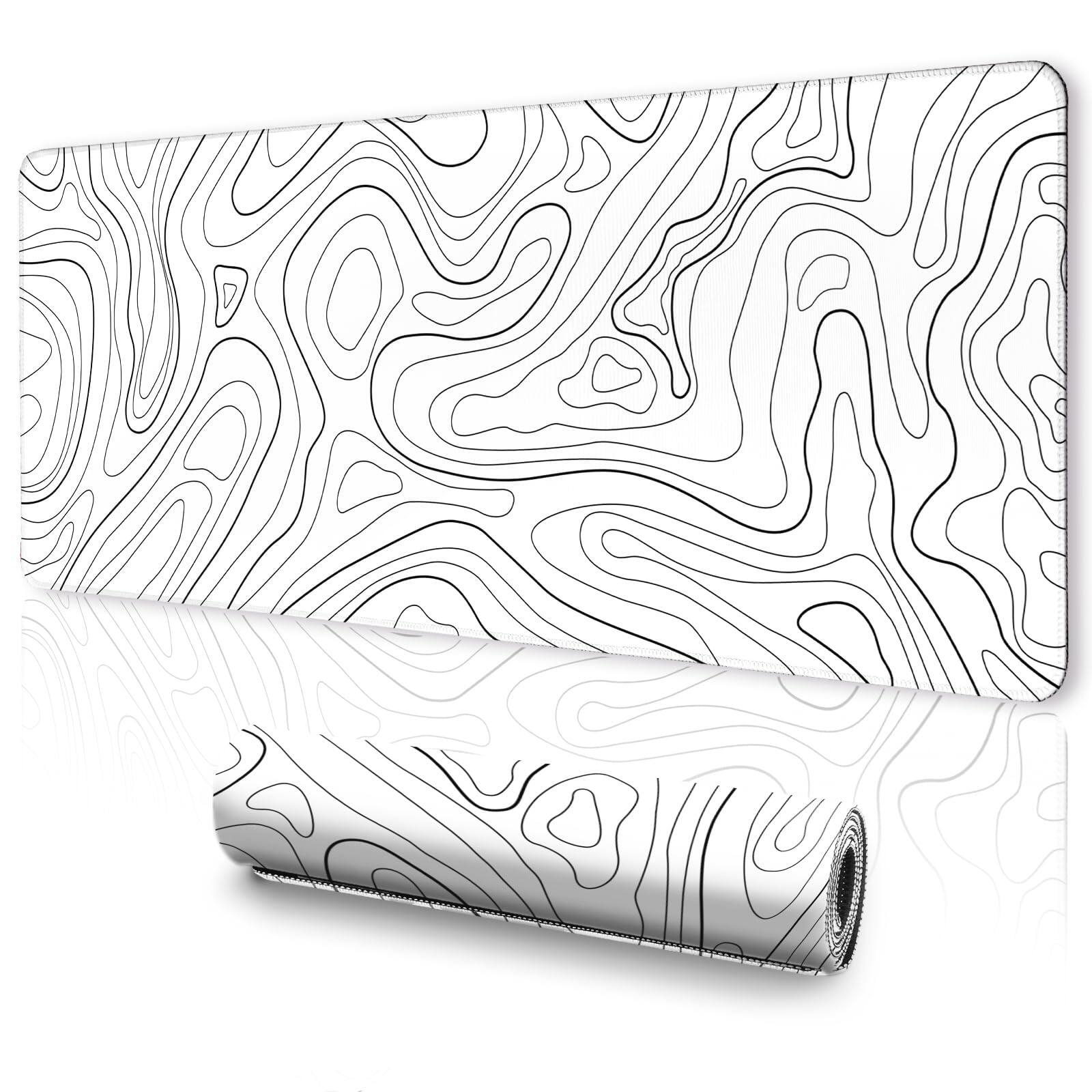 Front. Comfort Essence - White Topographic Mouse Pad Xxxl - Giant Full Desk Gaming Mat Huge For Ultimate Battlestation & Room Setup - Topographic White-15.72 x 35.3''.
