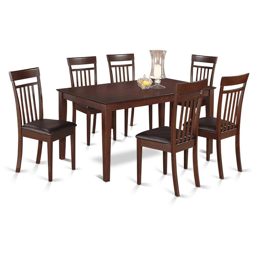 Back. East West Furniture - 7 PC Dining room set- Dinette Table and 6 Dining Chairs - Mahogany.