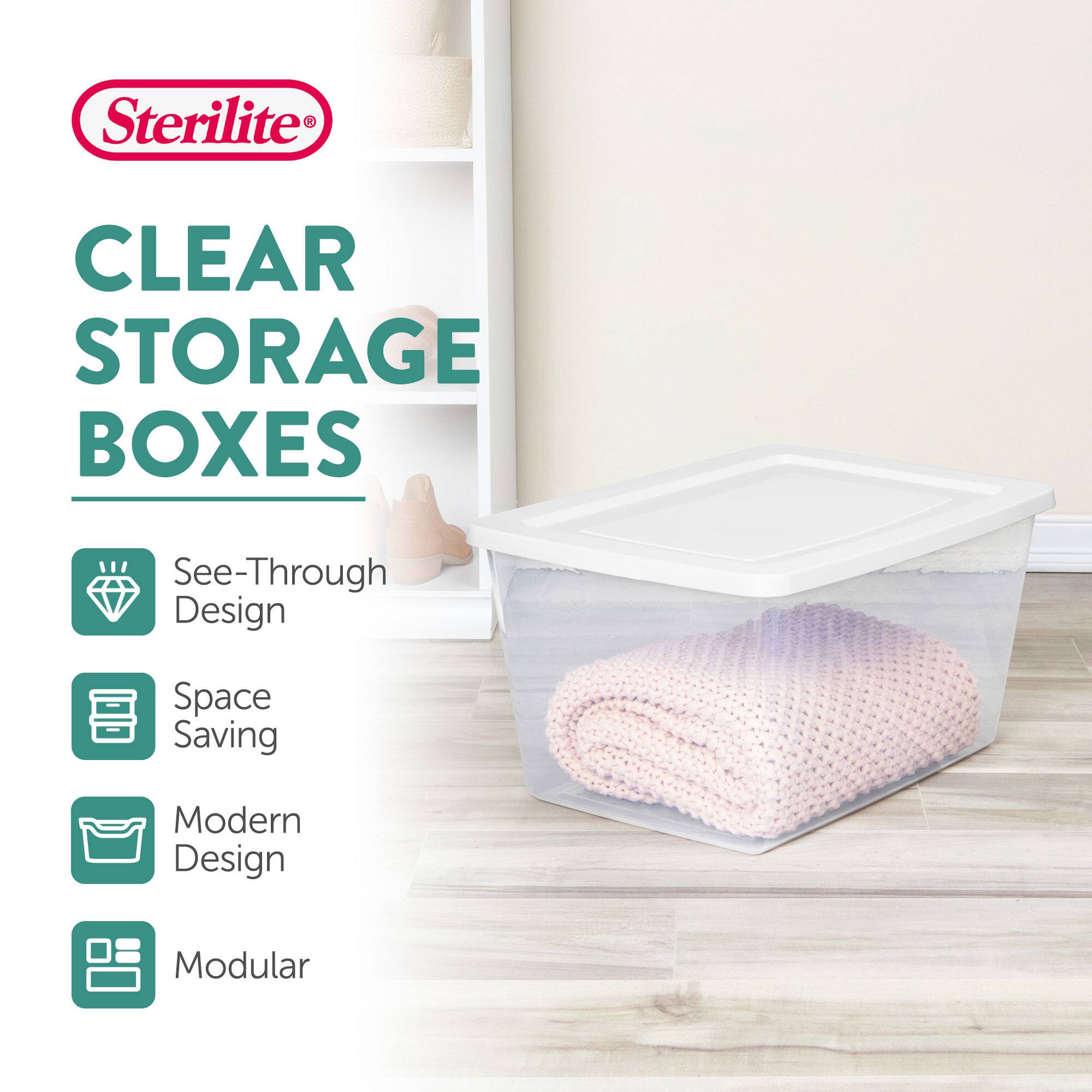 Sterilite® CLEAR STORAGE BOXES  
- See-Through Design  
- Space Saving  
- Modern Design  
- Modular