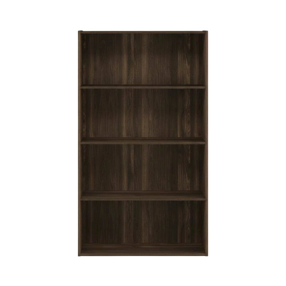 Back. FurniFact - Wooden 4-Tier Open Shelf with Ample Storage in Walnut Finish - Columbia Walnut.