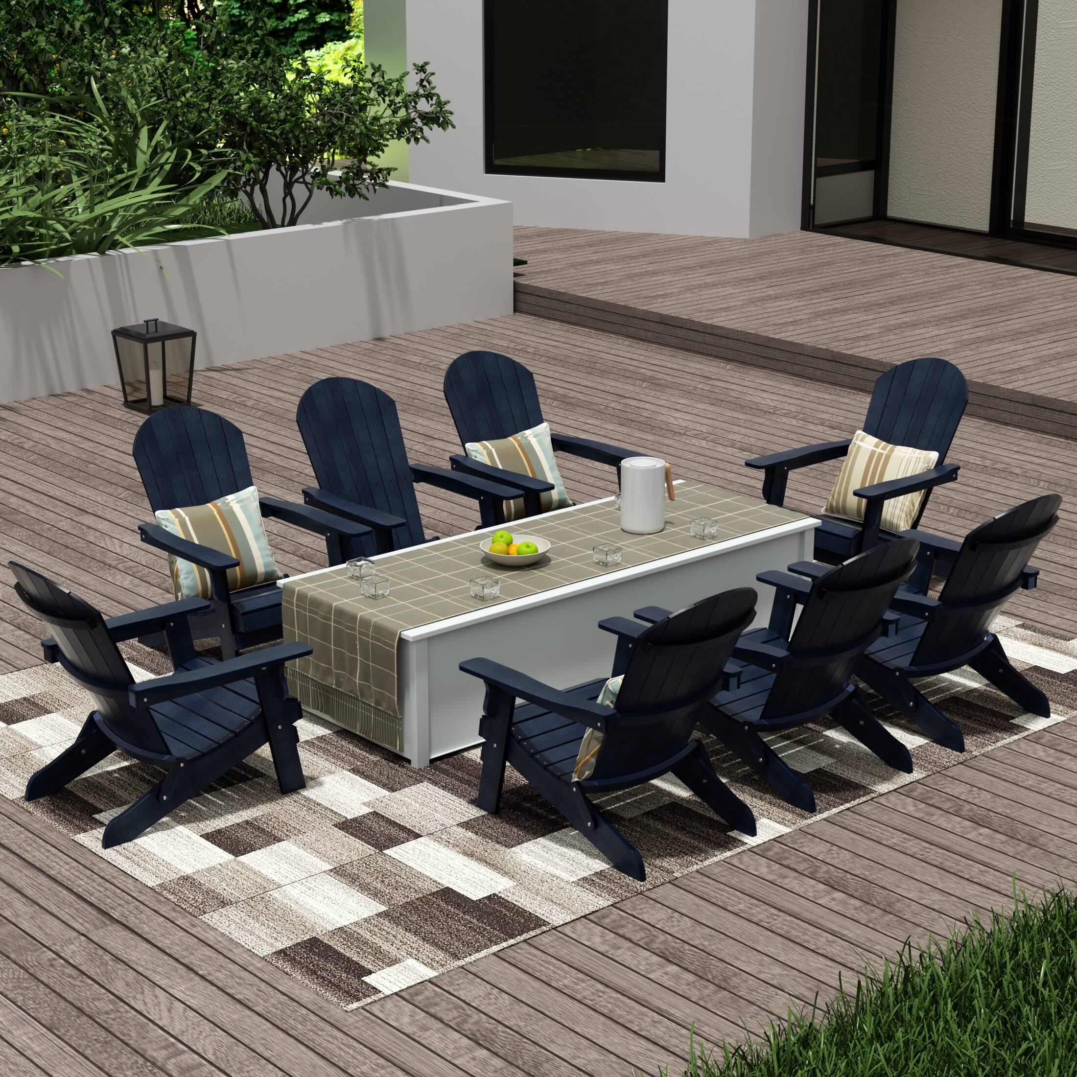 Angle. WestinTrends - WestinTrends Tuscany HIPS Outdoor Folding Adirondack Seashell Chair (Set of 8) - Navy Blue.