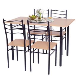 Ecooso - 5 Piece Wood and Metal Dining Set with Table and 4 Chairs for Kitchen Area - Natural