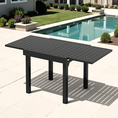 Alt View 5. Crestlive Products - Crestlive Products 63in Large Patio All Aluminum Rust Resistant Extendable Outdoor Dining Table 31.5inWx63inL - Black.