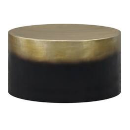Manhattan Lane - Dyan Coffee Table, 34.5 Inch Round Drum Shape - Antique Brass, Black