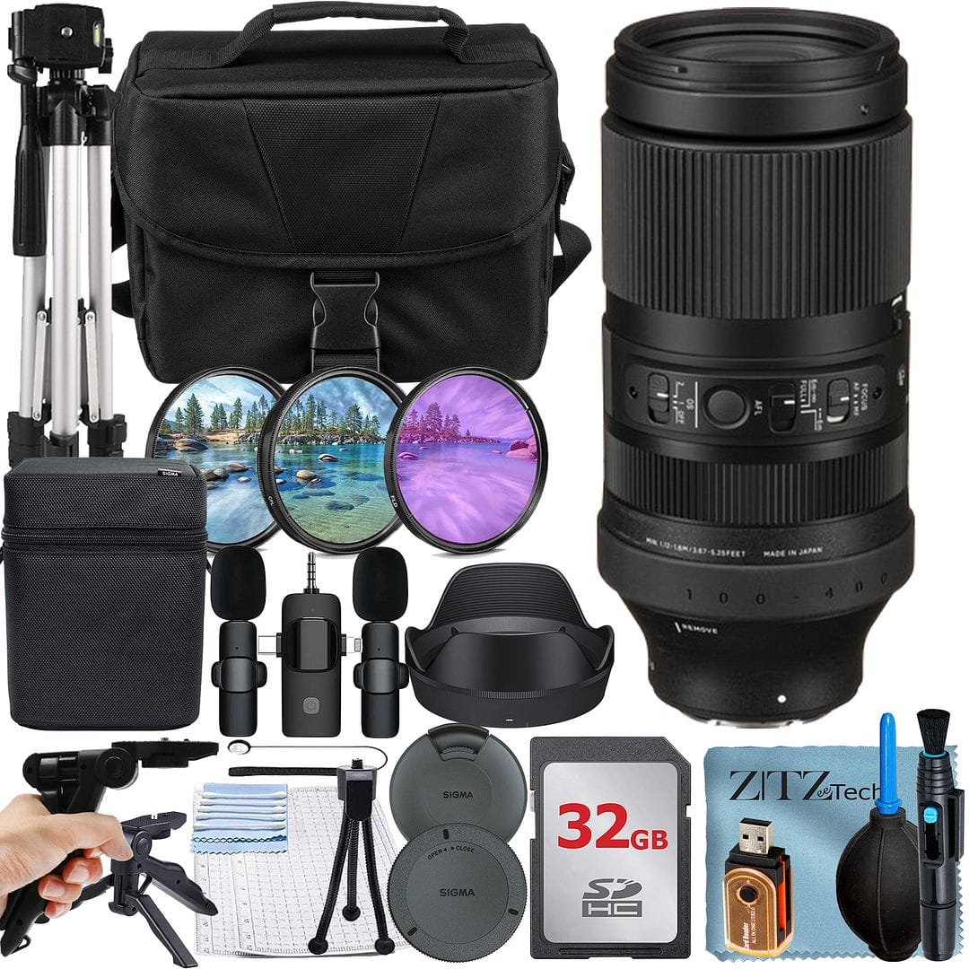 Bundle - Sigma - 100-400mm f/5-6.3 DG DN OS Contemporary Lens for Sony + 32GB Memory Card + Lavalier Microphone + ZeeTech - Black price history on PriceWatchPro