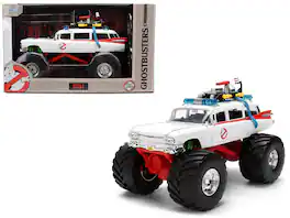 Jada - 1959 Cadillac Ambulance Ecto-1 "Ghostbusters" (1984) Movie Monster Truck Version "Hollywood Rides" Series 1/24 - White With Red