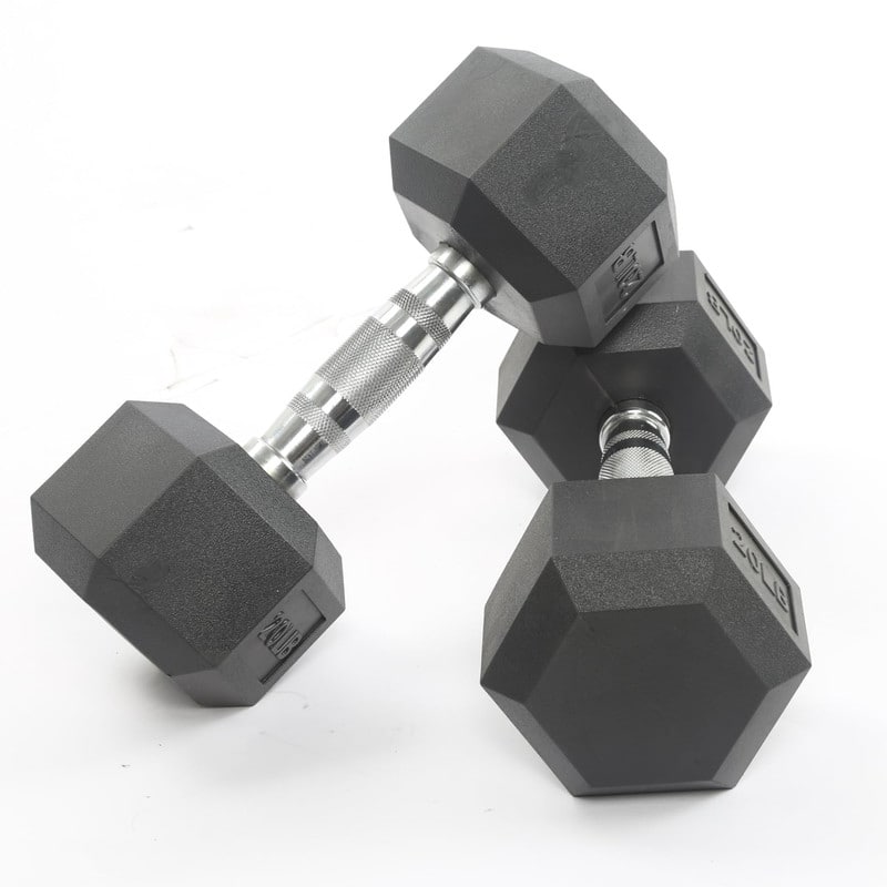 Babevy - Hex Dumbbell Set, Rubber Encased Exercise & Fitness Dumbbells for Home Gym - Black