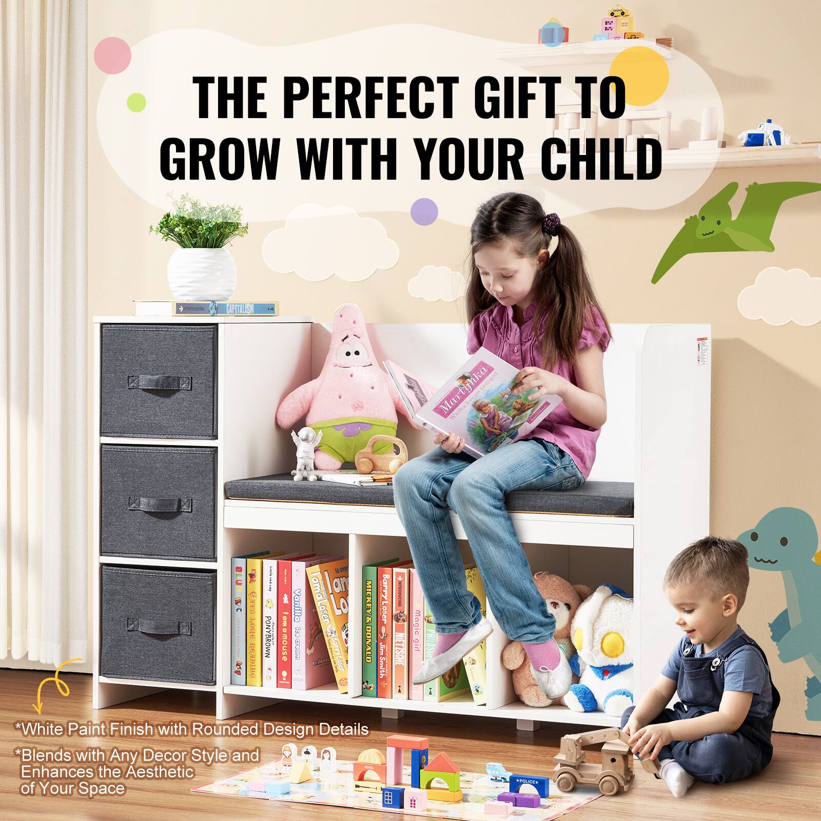 THE PERFECT GIFT TO GROW WITH YOUR CHILD

*White Paint Finish with Rounded Design Details
*Blends with Any Decor Style and Enhances the Aesthetic of Your Space
