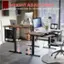 A height adjustable desk for all heights with 28.5" to 46.5" is advertised. The desk is designed to accommodate people of different heights, making it suitable for a wide range of users. The desk is also accompanied by a chair, which can be adjusted to provide comfort and support for the user.