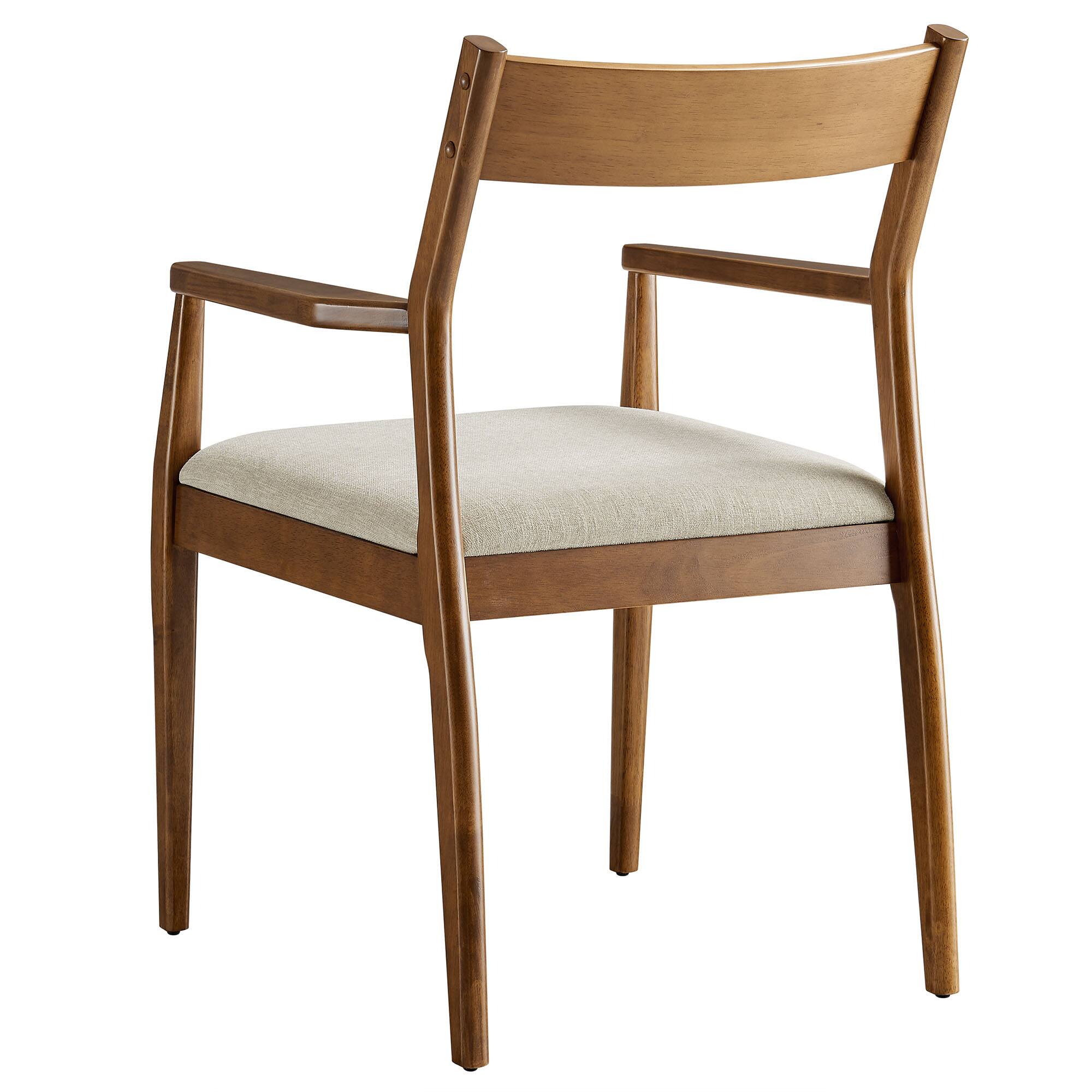 Alt View 4. Modway - Solara Dining Armchairs Set of 2 - Walnut Heathered Weave Beige.