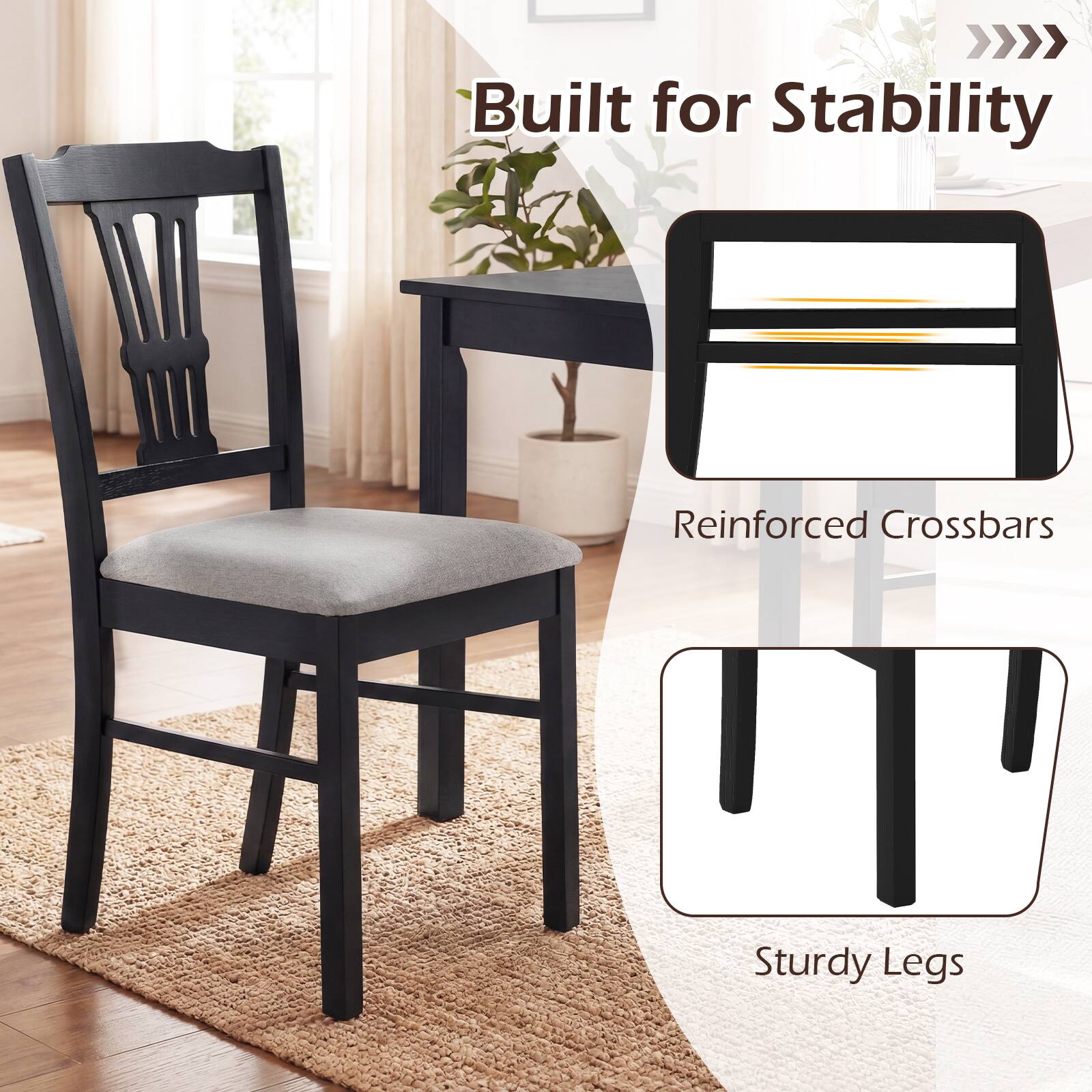 Built for Stability  
Reinforced Crossbars  
Sturdy Legs