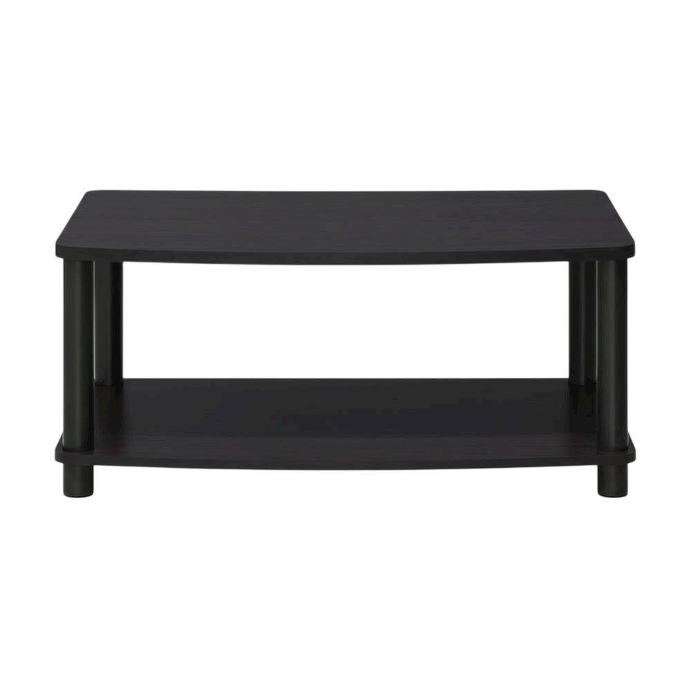 Alt View 3. FurniFact - Dark Walnut 2-Tier Elevated TV Stand with No Tools Assembly - Brown Black.