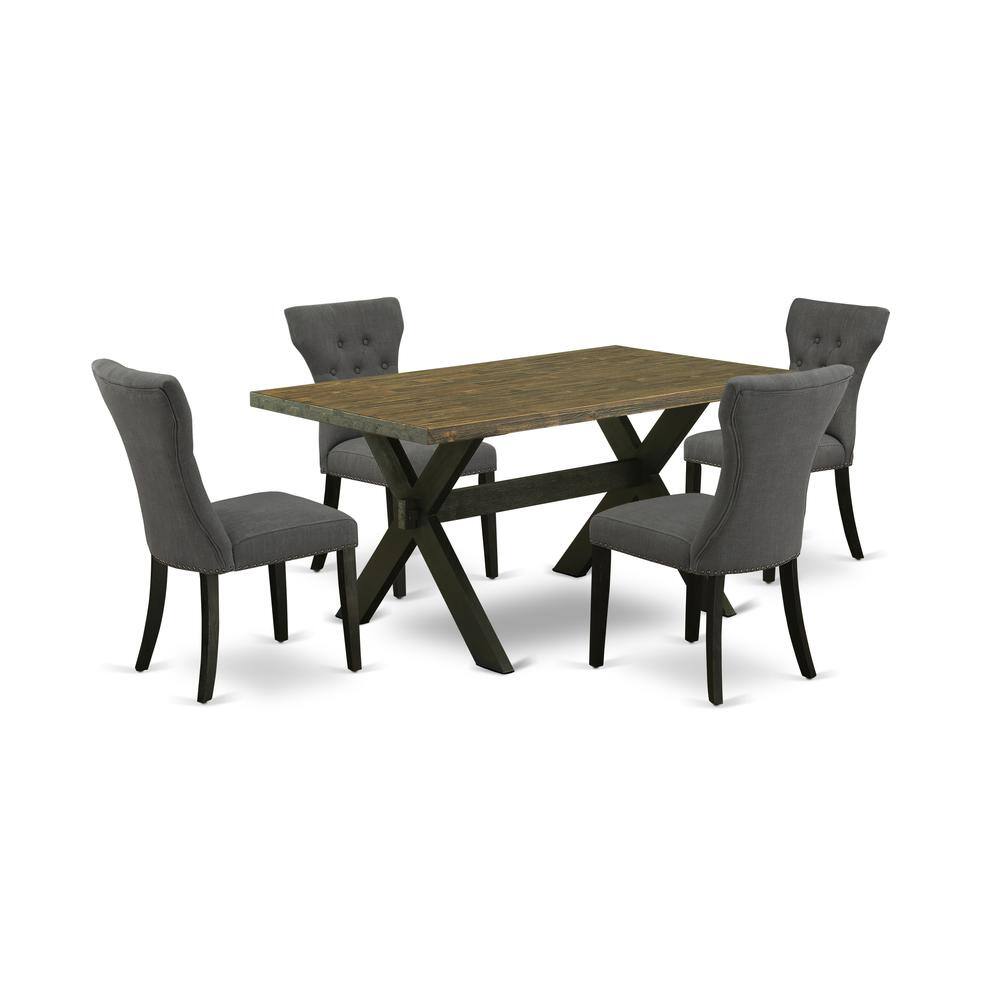 Left. East West Furniture - East West Furniture 5-Piece Kitchen Dinette Set Included 4 Parson chairs Upholstered Seat and High Button Tufted Chair - Multi-Color.