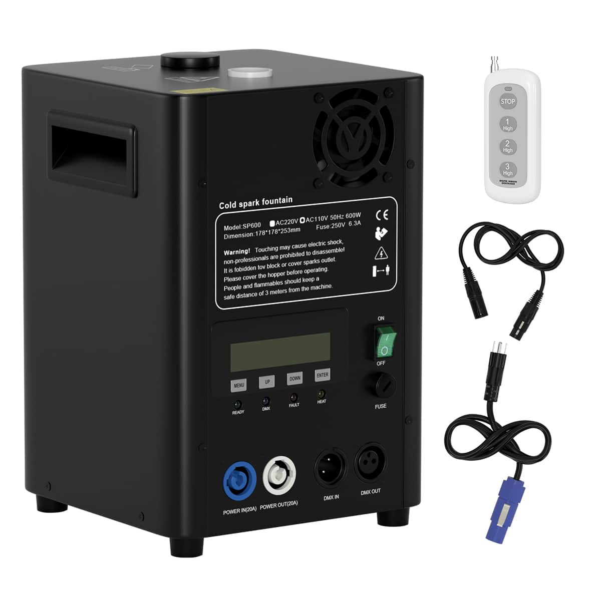 Topteng - 600W Electronic Cold Spark Machine -DMX512 Stage Firework Effect,Low Noise,Safe & Eco-Friendly for Indoor/Outdoor Events