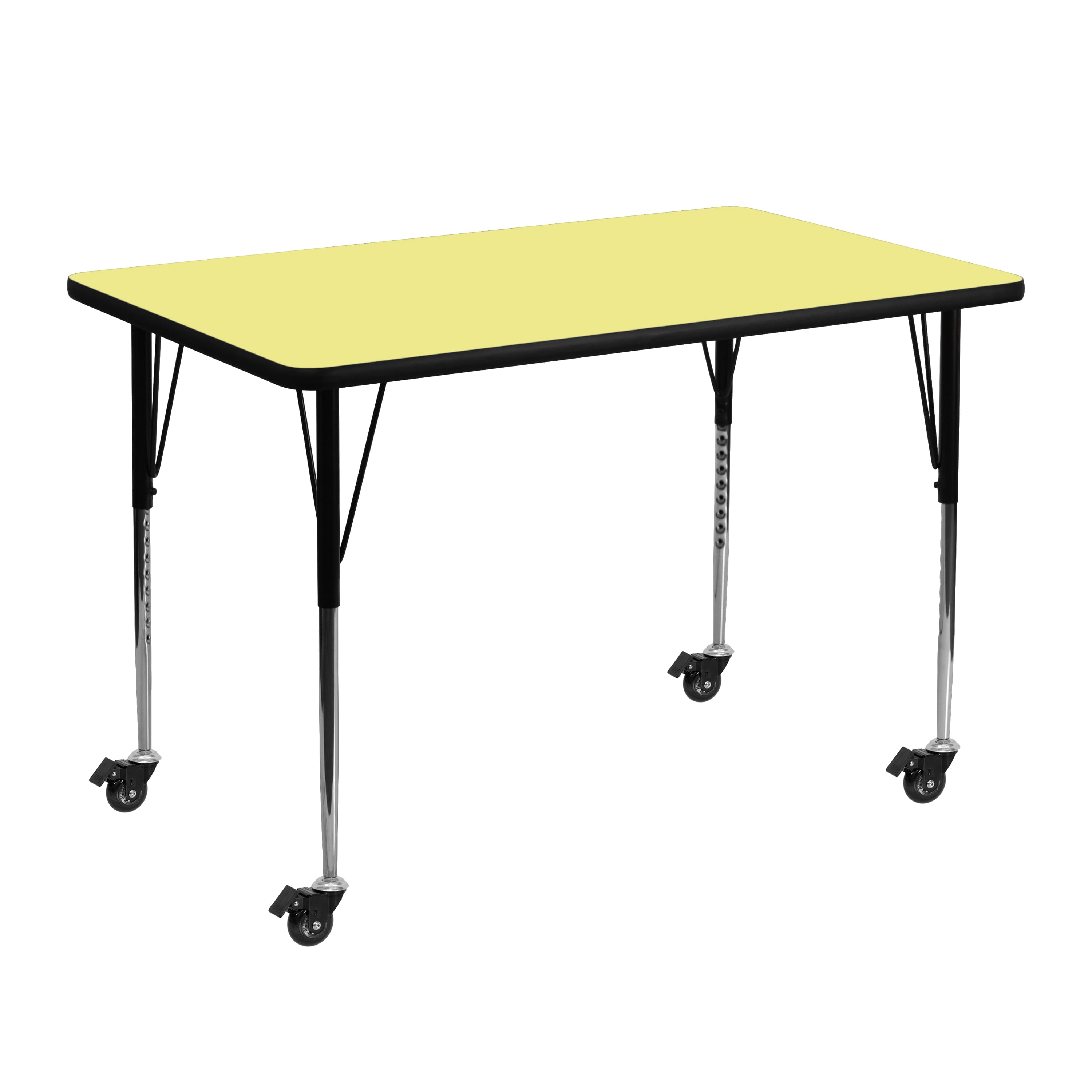 Emma + Oliver - Mobile 30x48 Rectangle Laminate Adjustable Activity Table - Yellow