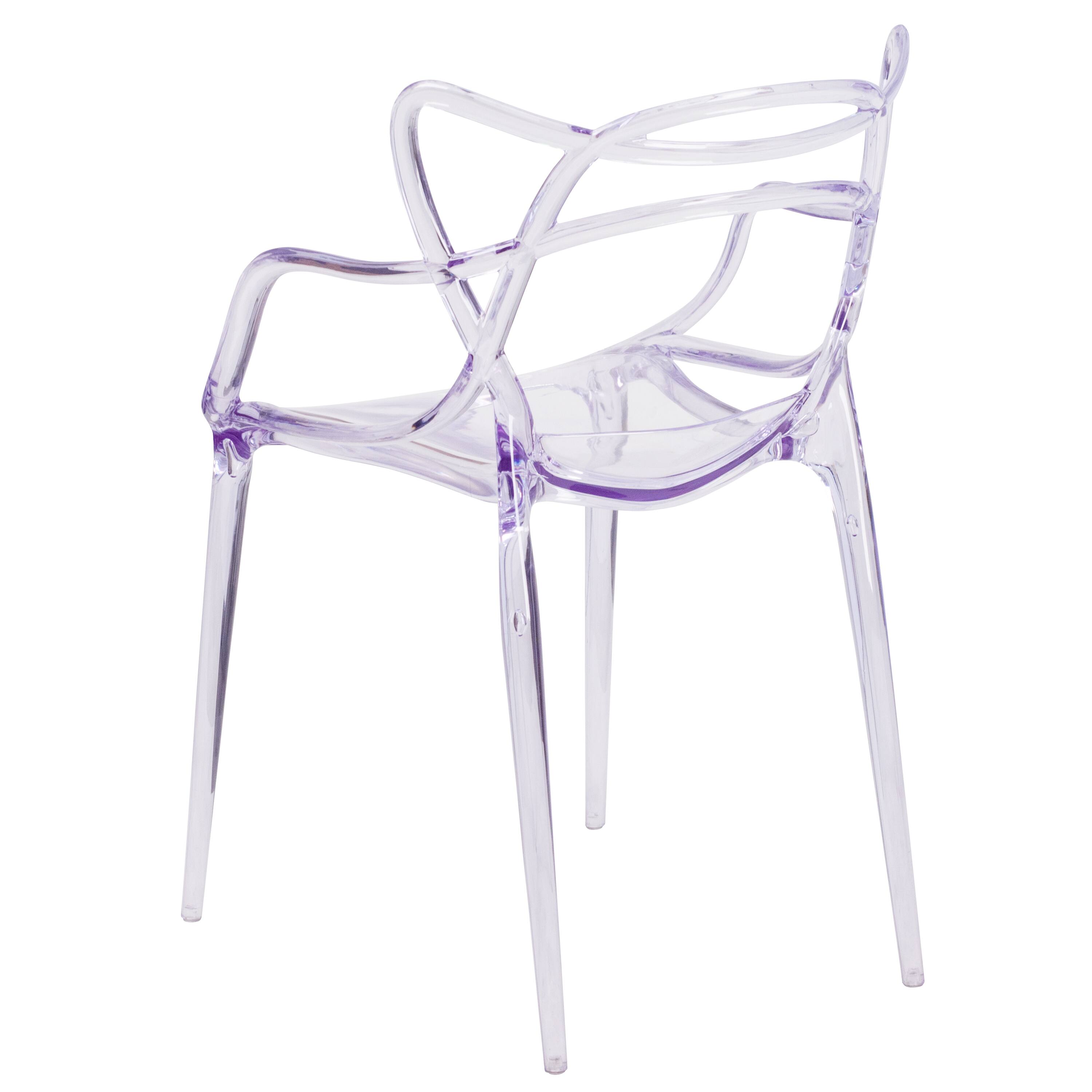 Alt View 5. Emma + Oliver - Transparent Fluid Style Stacking Side Chair - Clear.