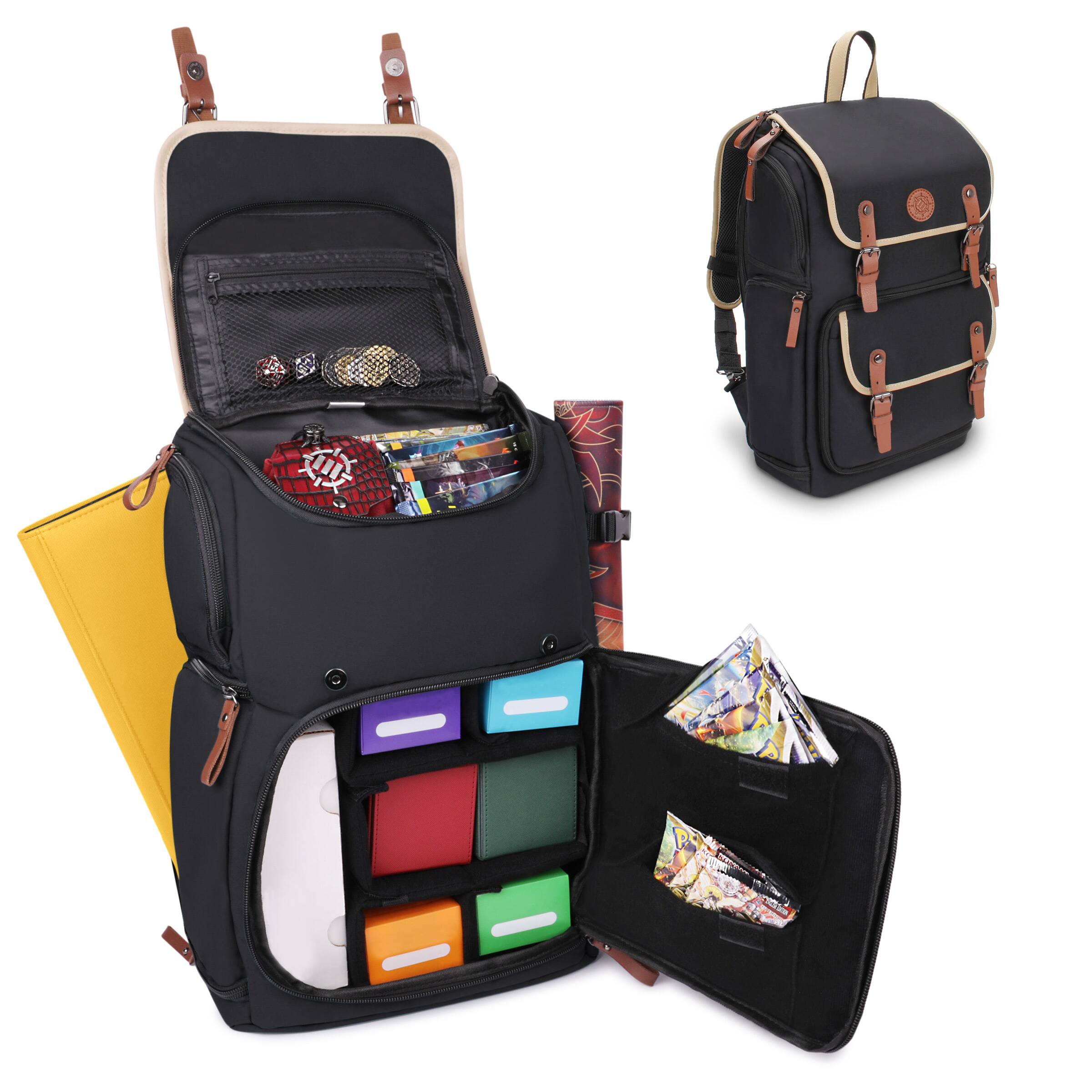 Front. ENHANCE - ENHANCE Full-Size Trading Card Storage Box Backpack for Playing Card Case - Black.