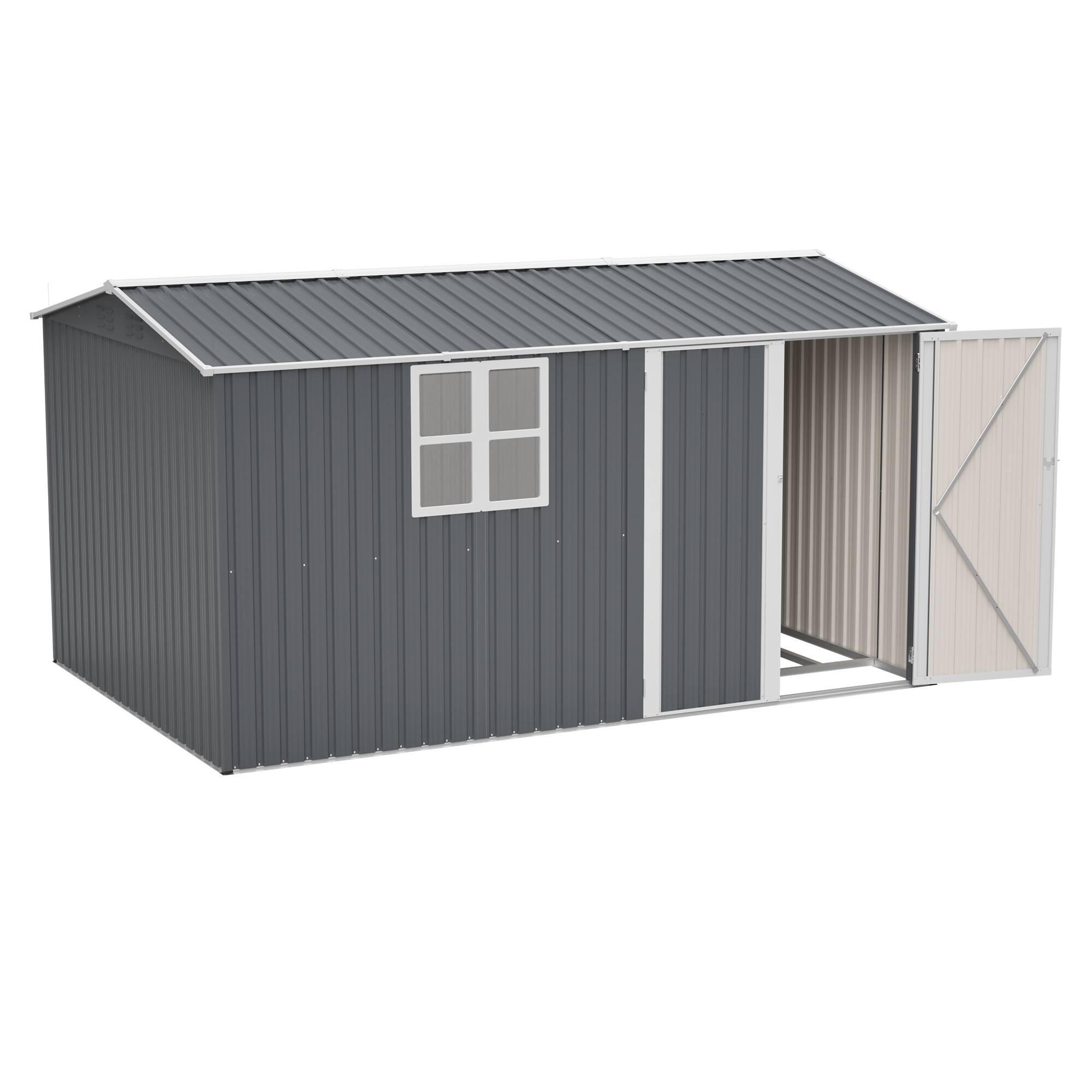 Alt View 7. Mondawe - 8x12 Ft Storage Shed Outdoor with Window and 4 Air Vents - Gray.