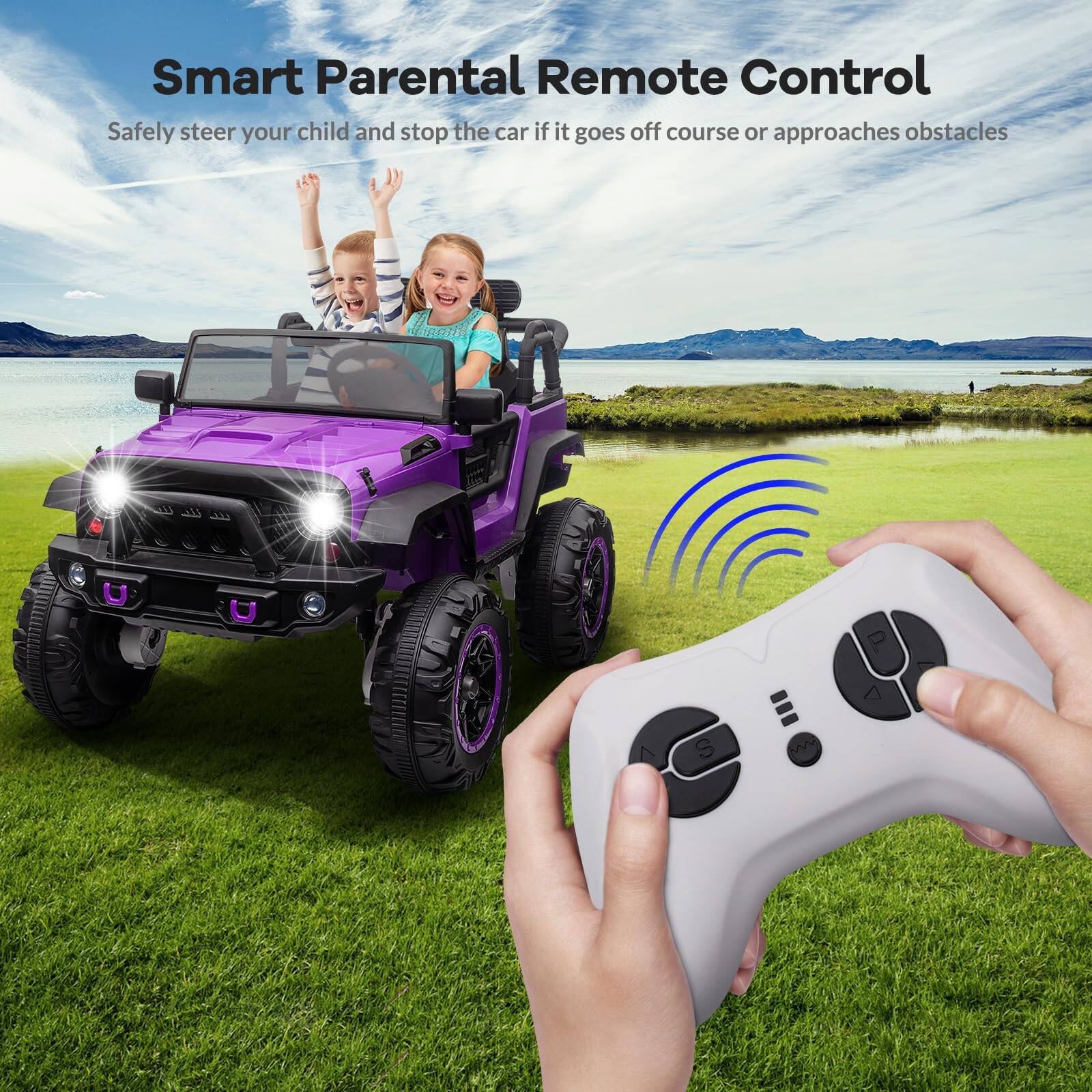 Smart Parental Remote Control  
Safely steer your child and stop the car if it goes off course or approaches obstacles