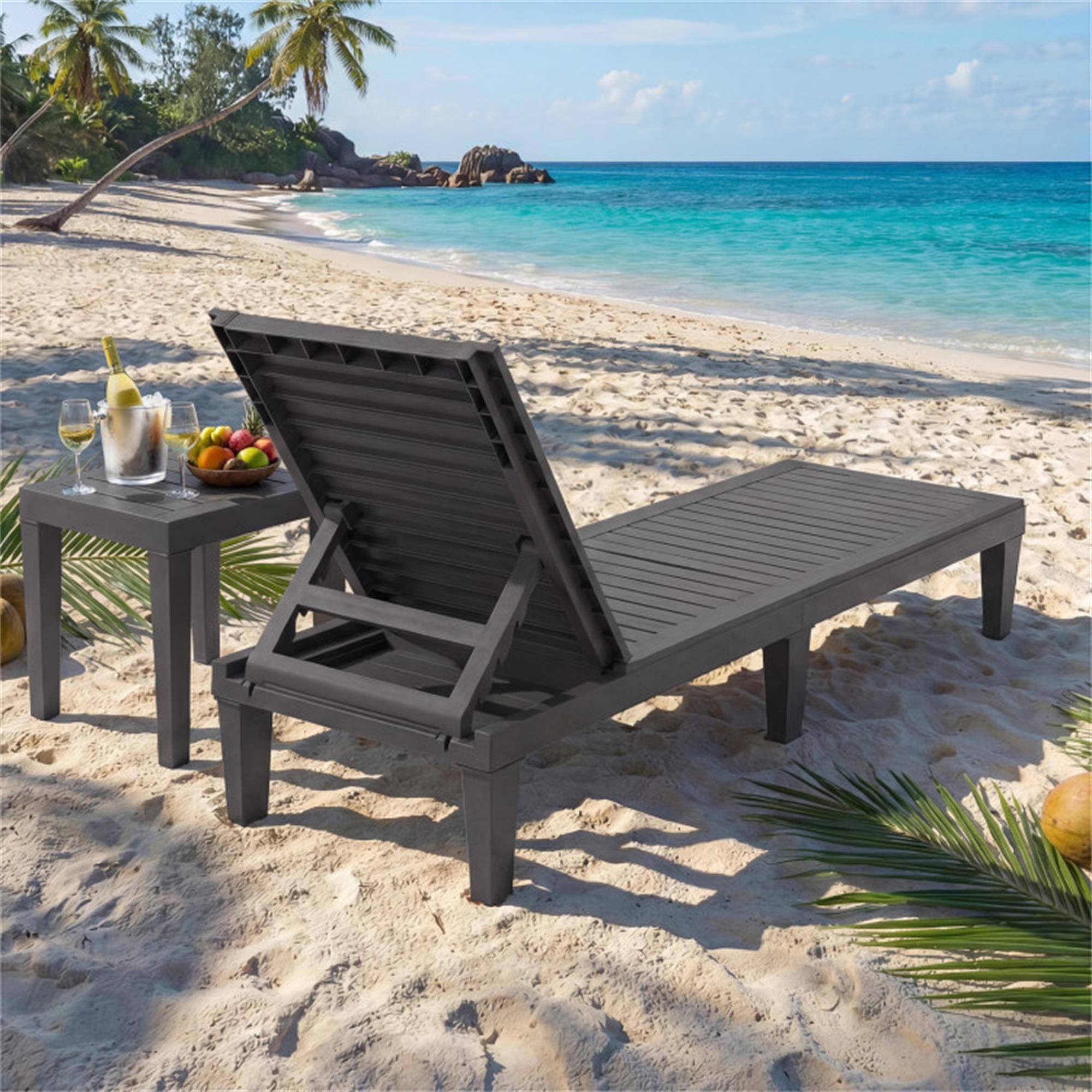 Alt View 5. Boyel Living - Gray Outdoor Chaise Lounge Chair with 5 Positions Adjustable BackrestGrey 75.0in L x 33.0in W x 23.0in H - Gray.