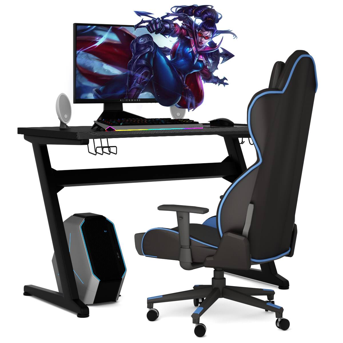 Alt View 18. Costway - Gaming Desk with Mousepad - Black.