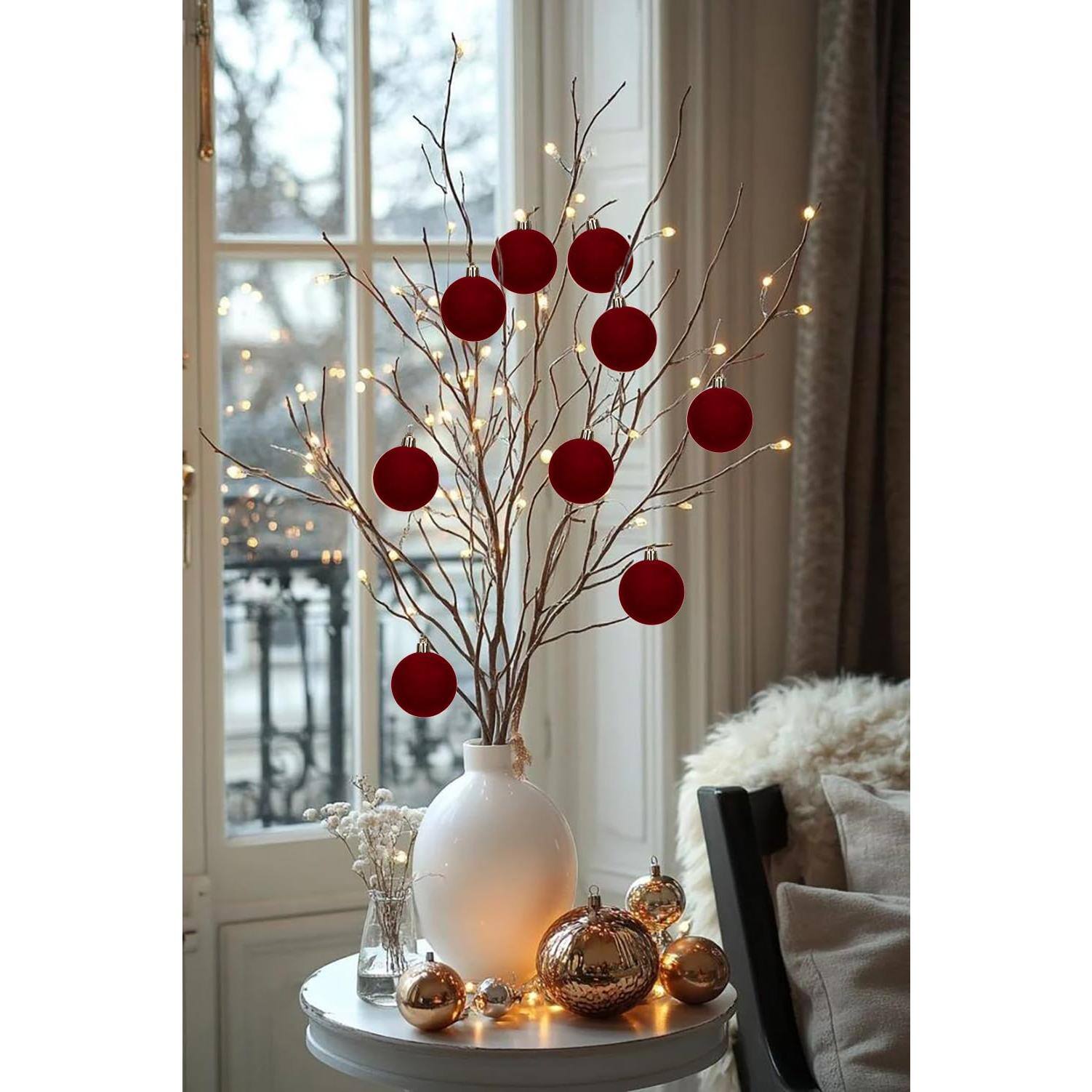 Alt View 2. Stylel Star - 30pcs Christmas Ball Ornaments Set 2.36" Shatterproof Baubles For Tree Decorations Hanging With Soft Finish - Burgundy.